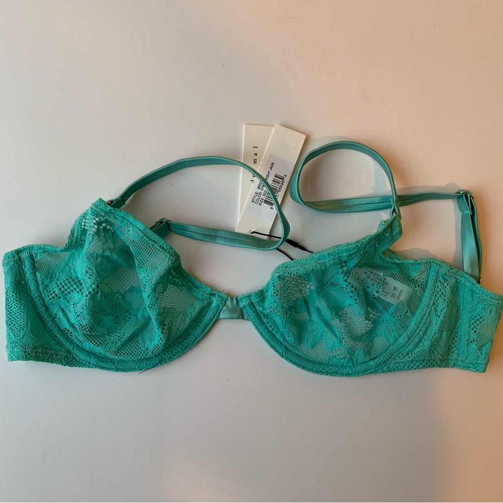 Fleur Du Mal Le Stretch Lace Demi Bra size 32D NWT Bright Jade